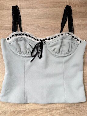 With Jean Ryder Corset Top Blue Small